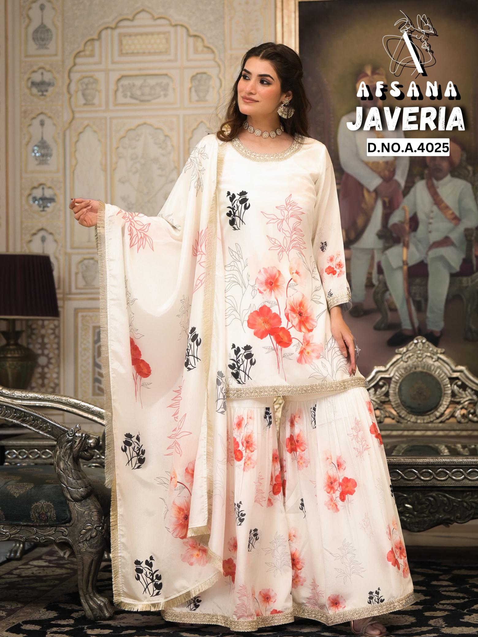 Afsana Javeria 4025 catalog pakistani sharara suit online india
