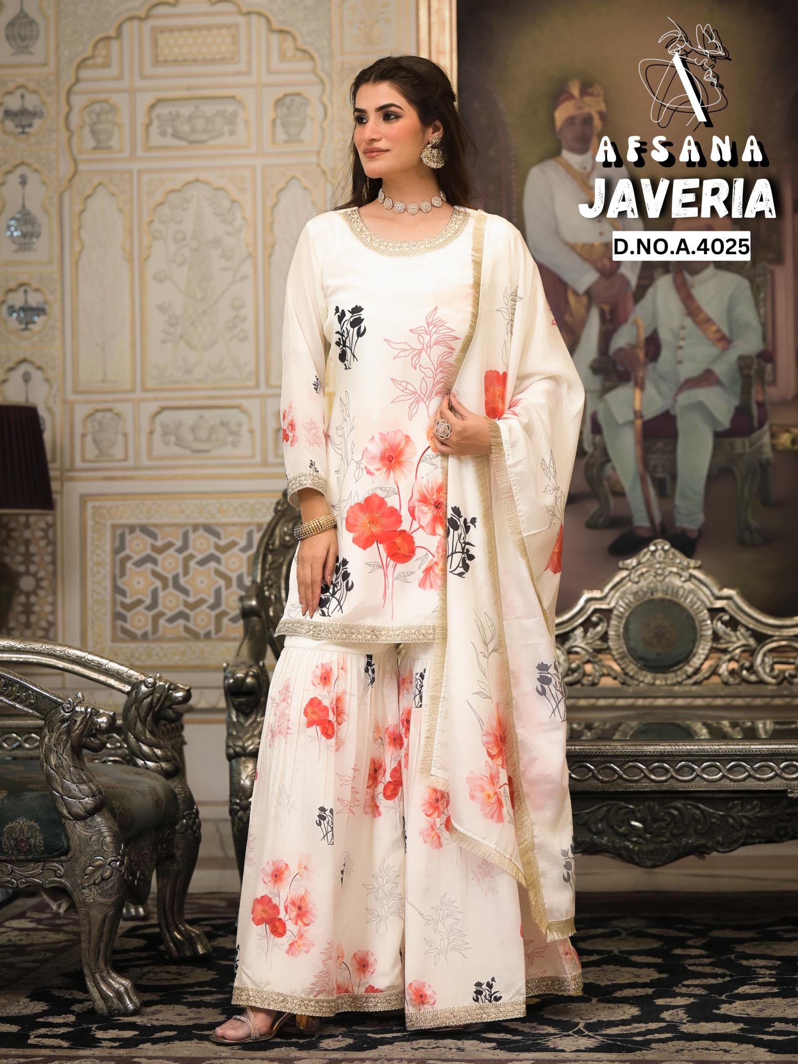 Afsana Javeria 4025 catalog pakistani sharara suit online india