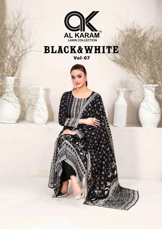 Alkaram Black & White Vol-07 - Karachi Dress Material  - Wholesale Catalog