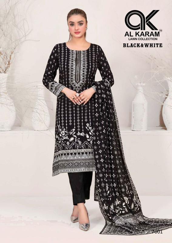 Alkaram Black & White Vol-07 - Karachi Dress Material  - Wholesale Catalog