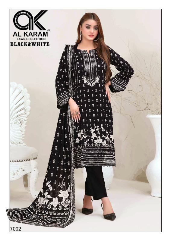 Alkaram Black & White Vol-07 - Karachi Dress Material  - Wholesale Catalog