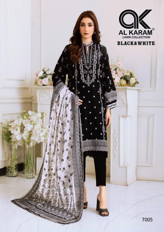Alkaram Black & White Vol-07 - Karachi Dress Material  - Wholesale Catalog
