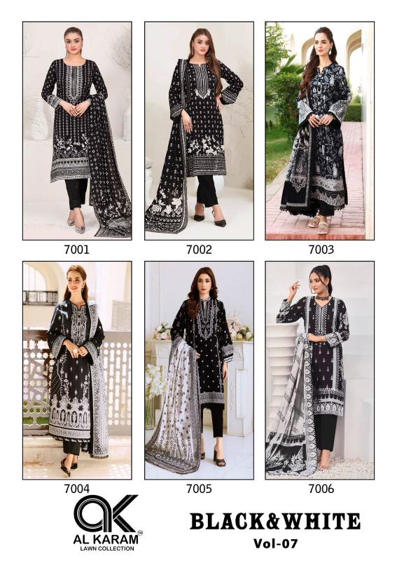 Alkaram Black & White Vol-07 - Karachi Dress Material  - Wholesale Catalog