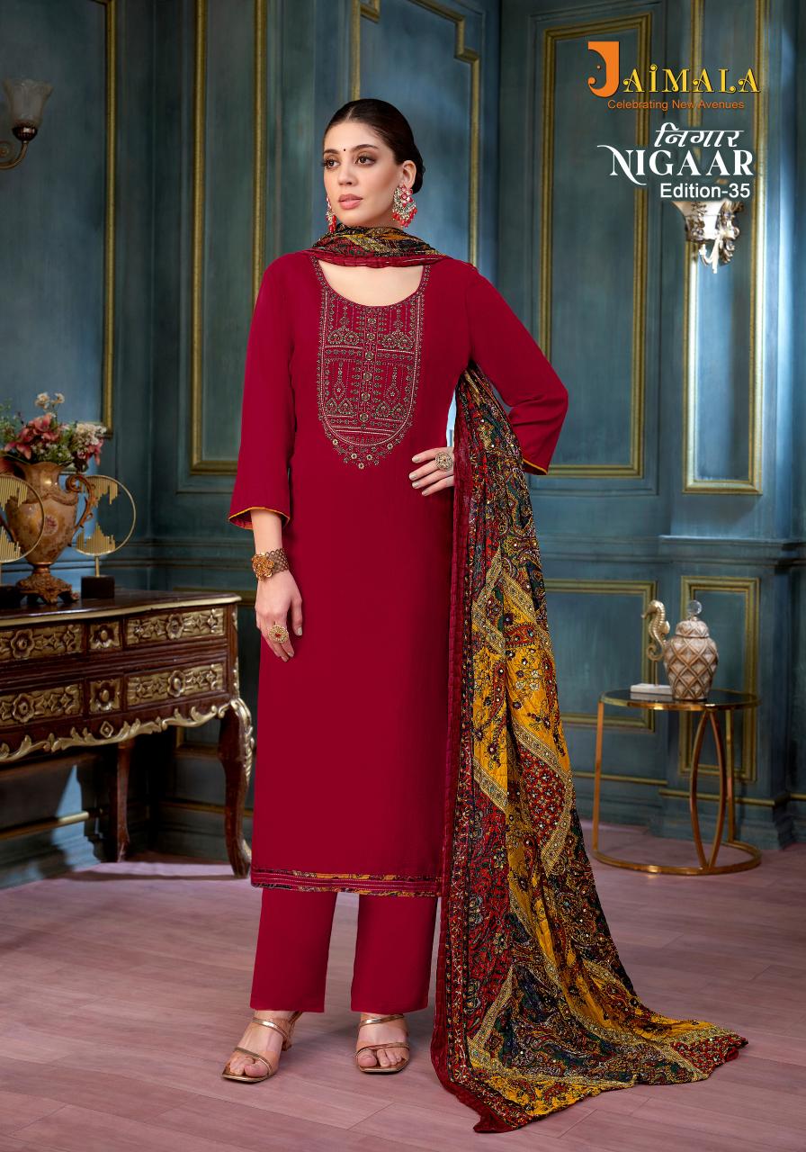 Alok Jaimala Nigaar Vol 35 Catalog wholesale ladies dress material suppliers in hyderabad