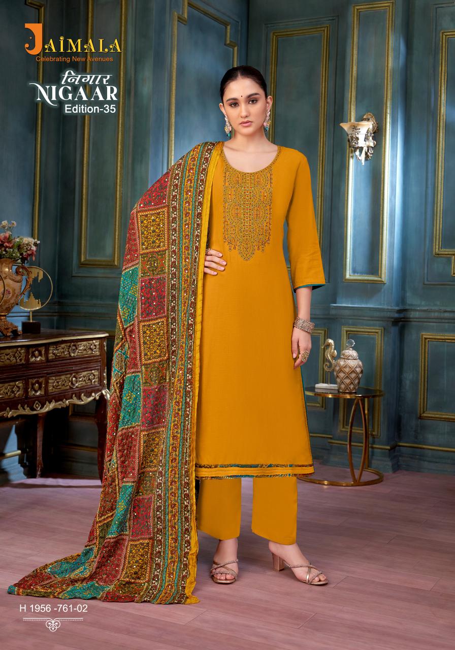Alok Jaimala Nigaar Vol 35 Catalog wholesale ladies dress material suppliers in hyderabad