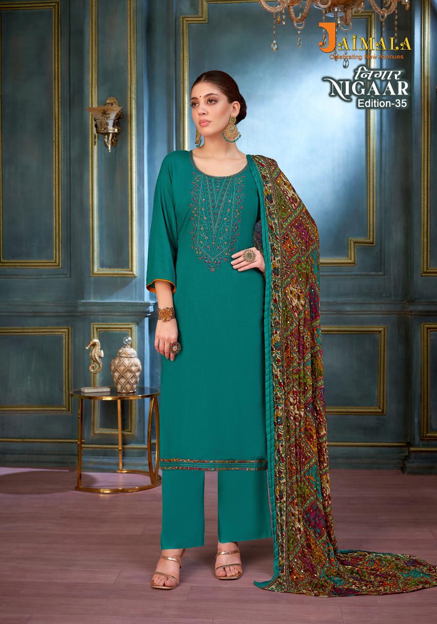 Alok Jaimala Nigaar Vol 35 Catalog wholesale ladies dress material suppliers in hyderabad