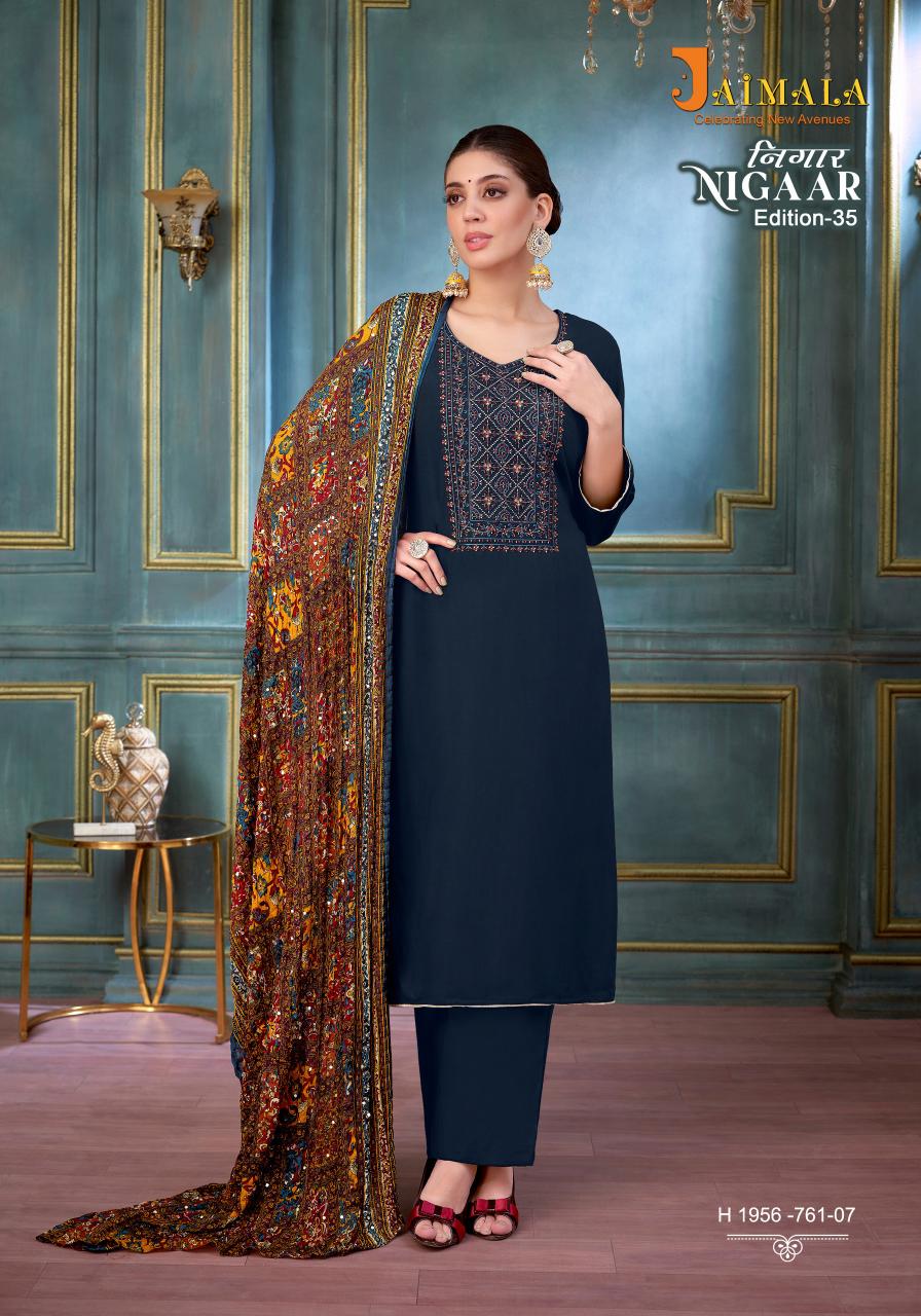 Alok Jaimala Nigaar Vol 35 Catalog wholesale ladies dress material suppliers in hyderabad