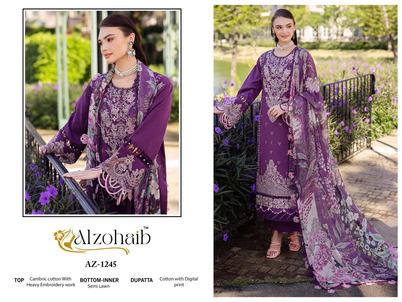 Alzohaib Az Fatima Vol 1 Catalog Cotton Duppatta pakistani online suits collection