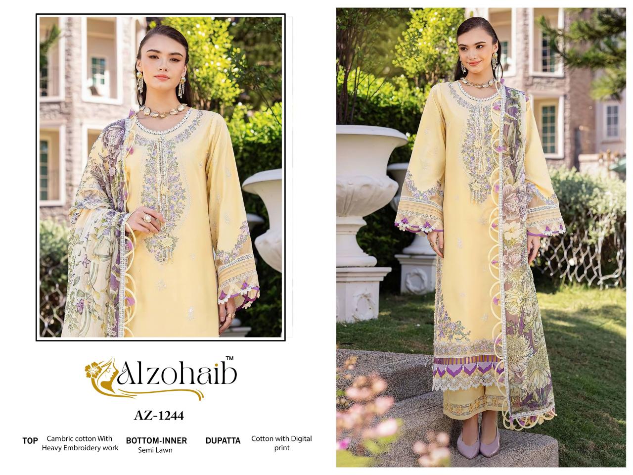 Alzohaib Az Fatima Vol 1 Catalog Cotton Duppatta pakistani online suits collection