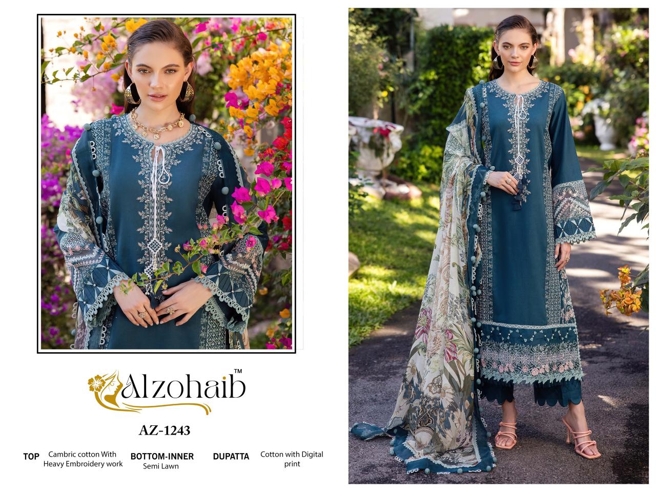 Alzohaib Az Fatima Vol 1 Catalog Cotton Duppatta pakistani online suits collection