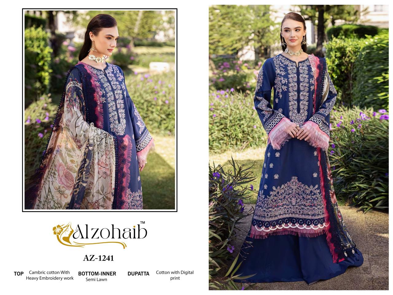 Alzohaib Az Fatima Vol 1 Catalog Cotton Duppatta pakistani online suits collection
