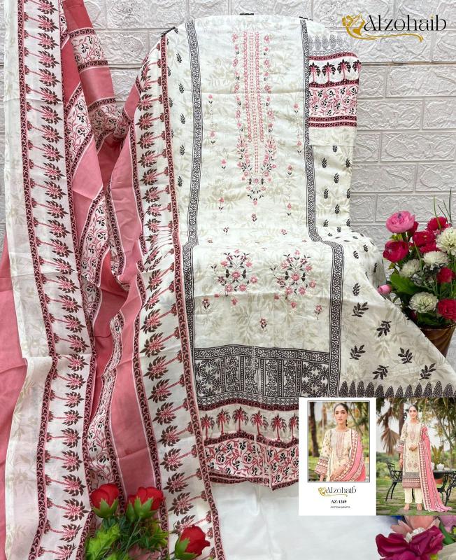 Alzohaib Az Ruaab vol 1 catalog Cotton Duppatta pakistani party wear salwar suit