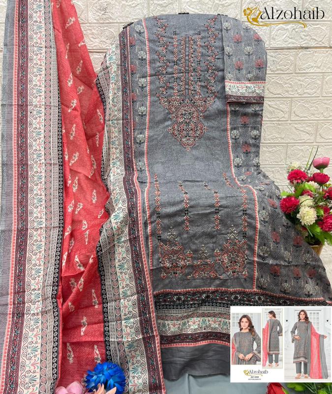 Alzohaib Az Ruaab vol 1 catalog Cotton Duppatta pakistani party wear salwar suit
