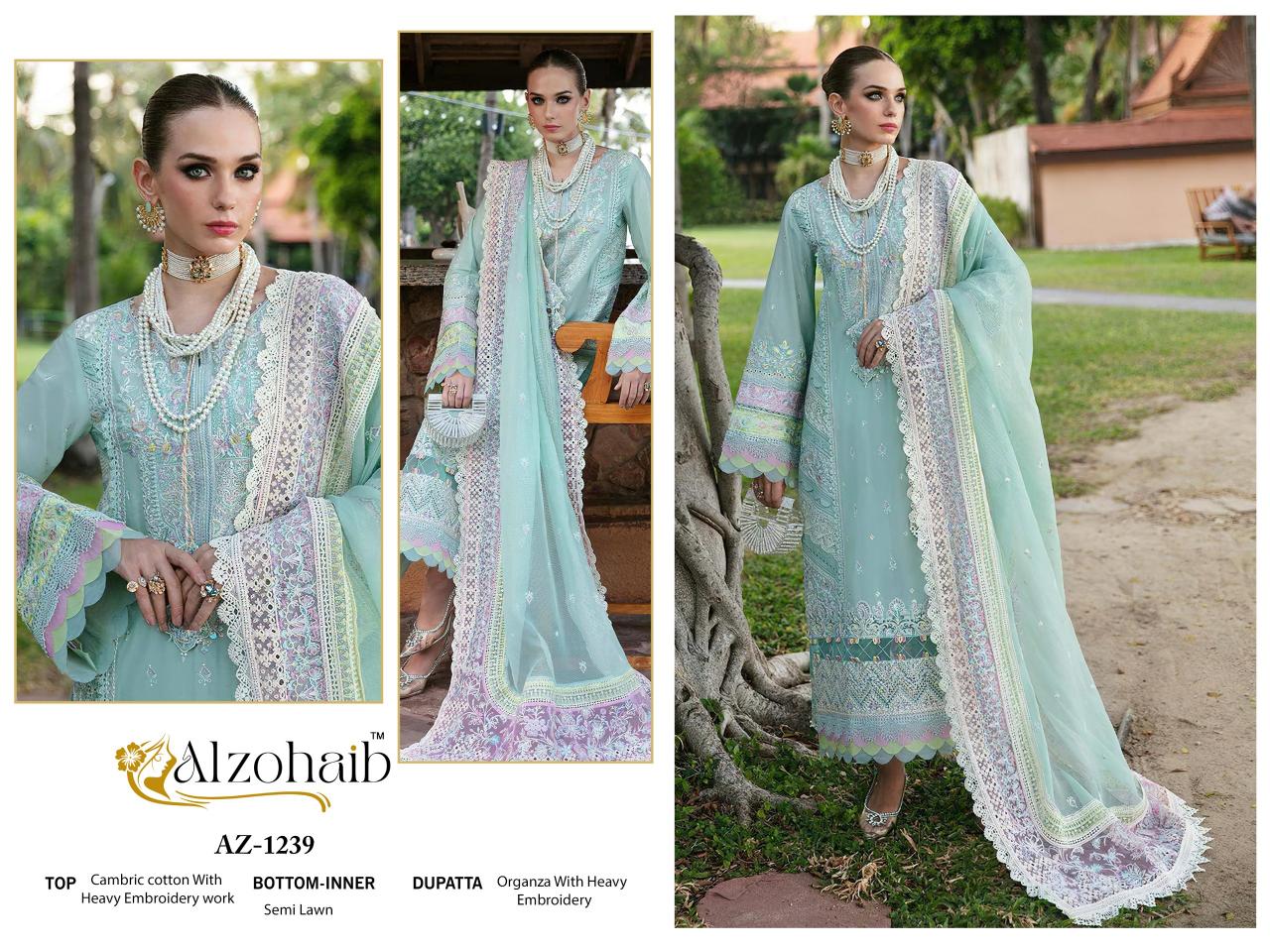 Alzohaib Az Zoya Vol 1 catalog modern designer pakistani suits