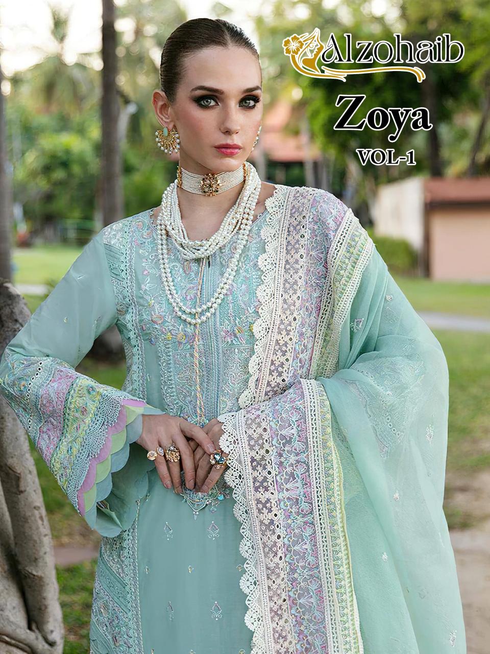 Alzohaib Az Zoya Vol 1 catalog modern designer pakistani suits