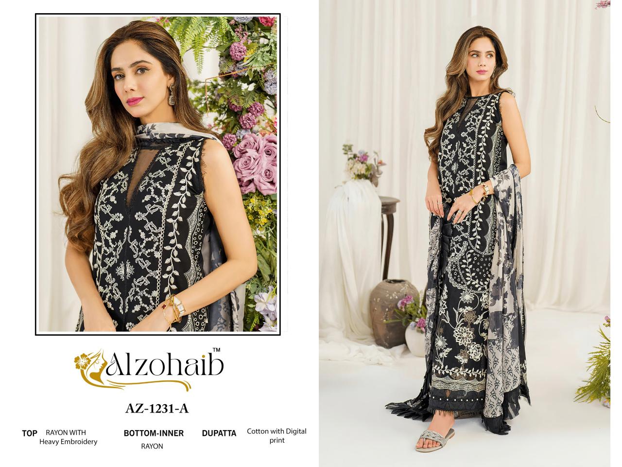 Alzohaib Ruba Vol 1 Catalog Chiffon Dupatta pakistani plazo suits online india
