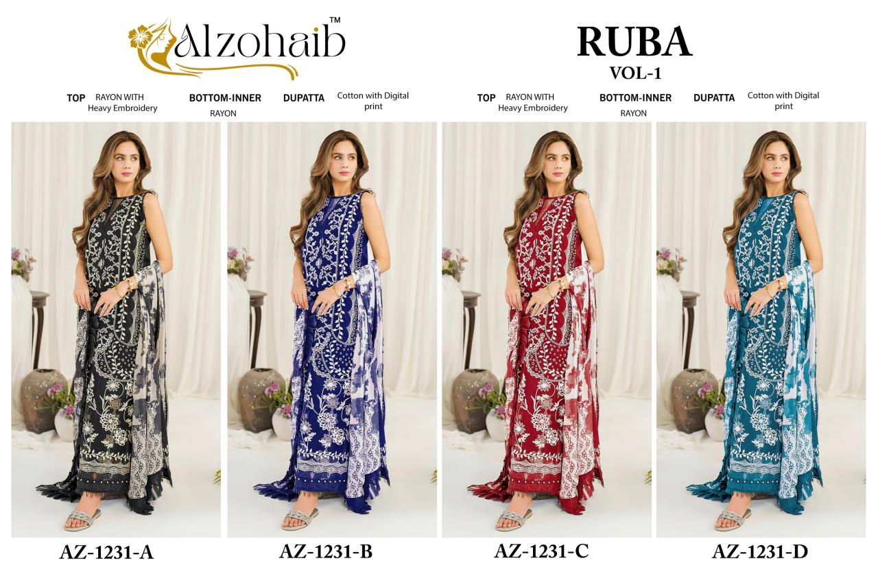 Alzohaib Ruba Vol 1 Catalog Chiffon Dupatta pakistani plazo suits online india