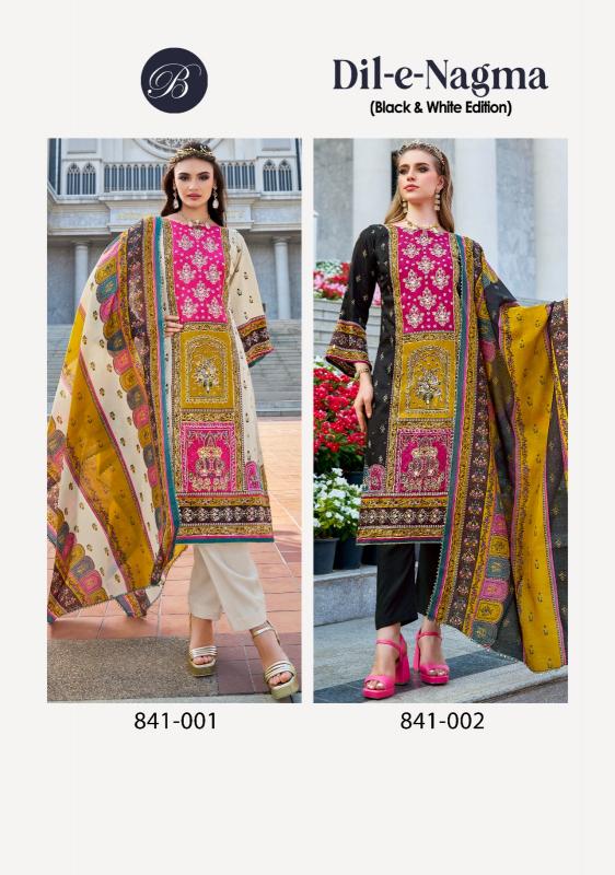 Belliza Dil E Nagma Black And White Jam catalog online wholesale website dress material