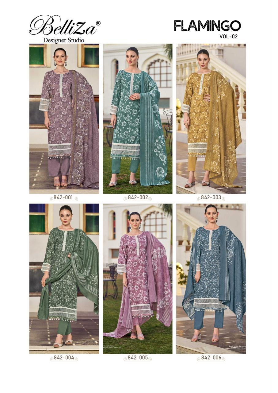 Belliza Flamingo Vol 2 Catalog cotton dress material wholesale market in surat