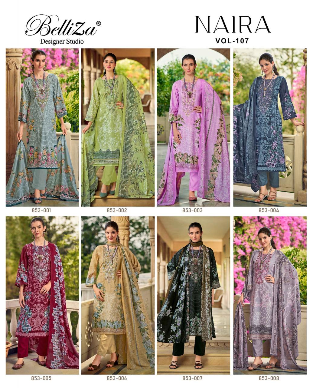Belliza Naira Vol 107 catalog pure cotton dress material in surat