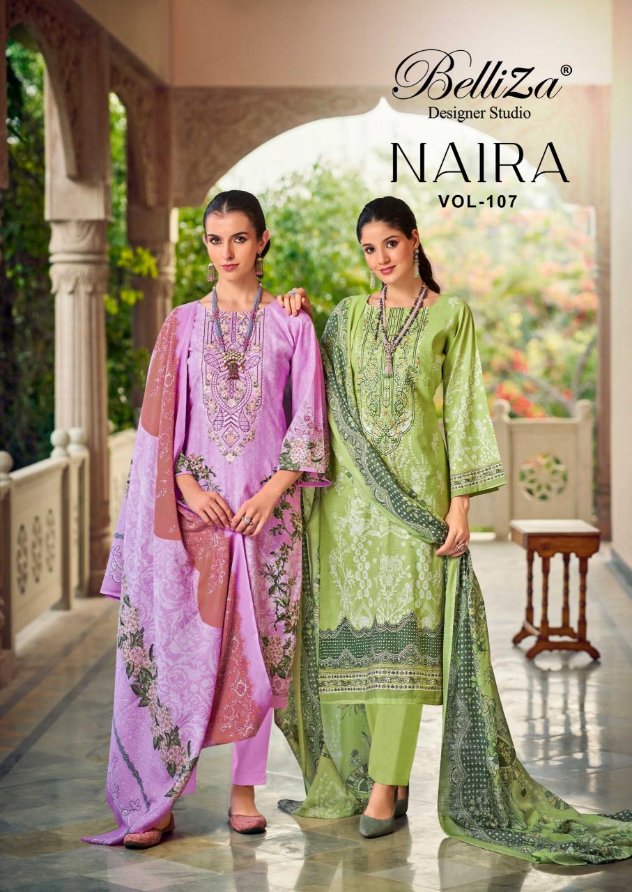 Belliza Naira Vol 107 catalog pure cotton dress material in surat