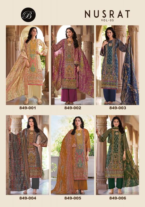 Belliza Nusrat Vol 5 catalog fancy dress material wholesale in mumbai