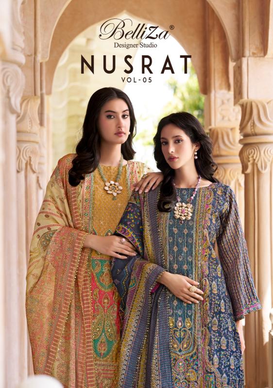 Belliza Nusrat Vol 5 catalog fancy dress material wholesale in mumbai