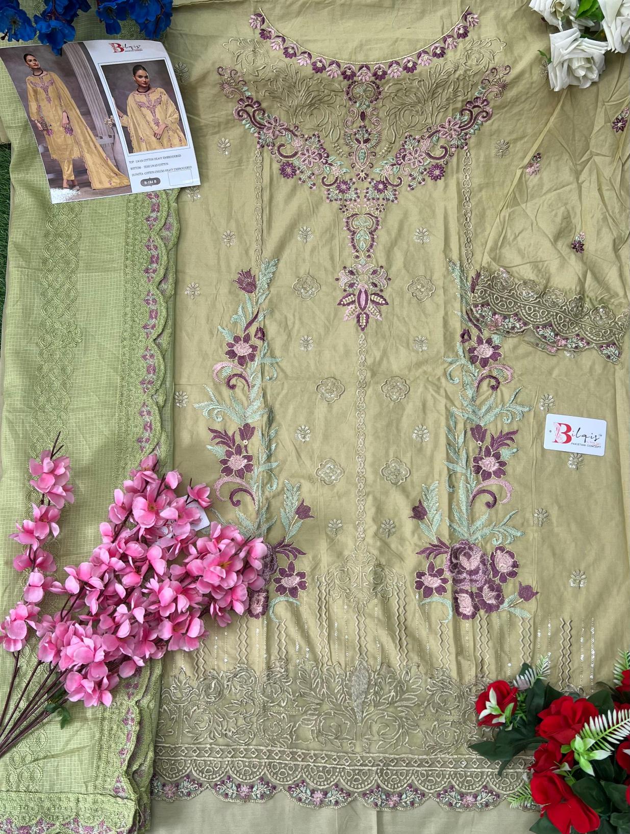Bilqis B 184 A TO D Catalog pakistani collection suits