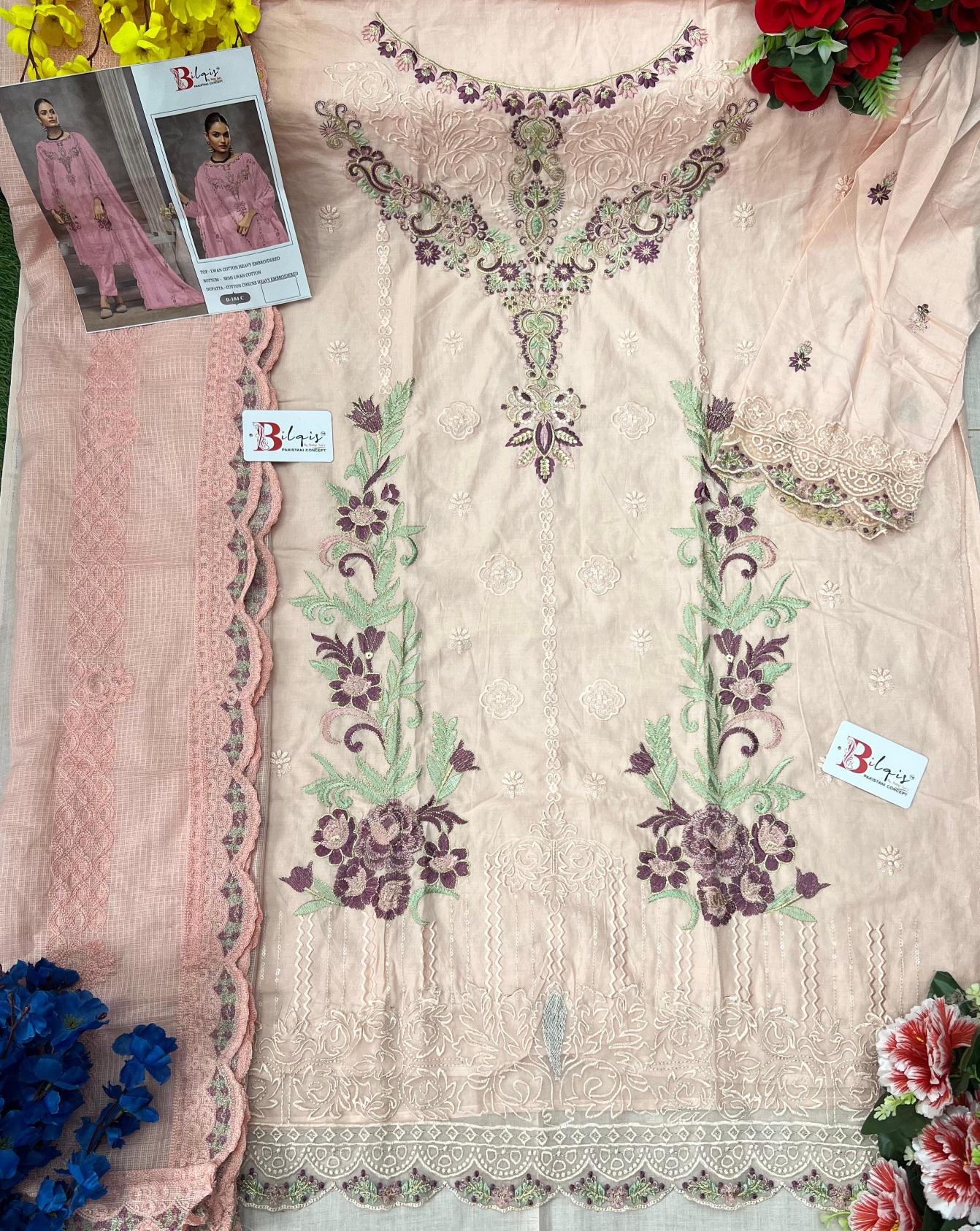 Bilqis B 184 A TO D Catalog pakistani collection suits