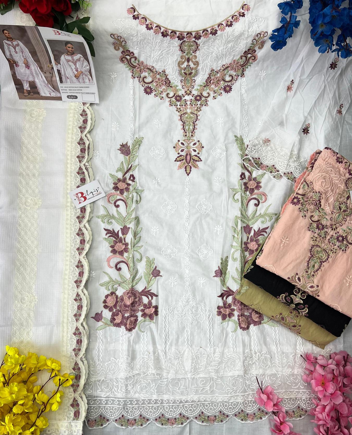 Bilqis B 184 A TO D Catalog pakistani collection suits