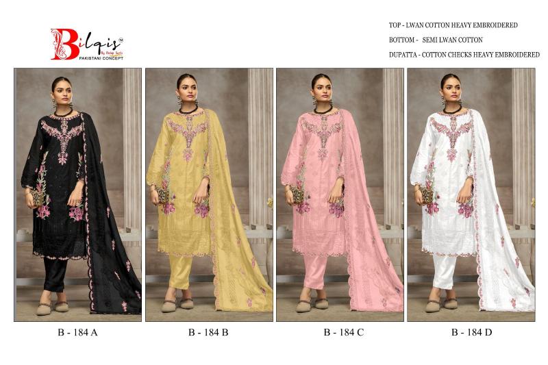 Bilqis B 184 A TO D Catalog pakistani collection suits
