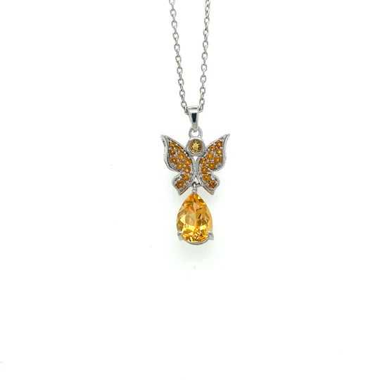 Citrine Pendant In 925 Sterling Silver - KSP 38171 catalog silver necklace for women