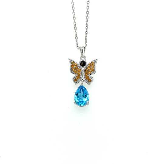 Citrine Pendant In 925 Sterling Silver - KSP 38171 catalog silver necklace for women