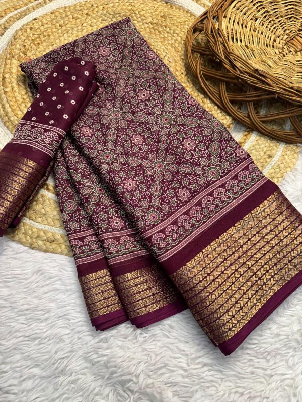 Dazira Ajrakh Gold catalog surat sarees whoiesale in chennai