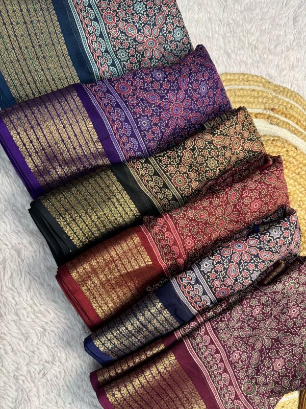 Dazira Ajrakh Gold catalog surat sarees whoiesale in chennai