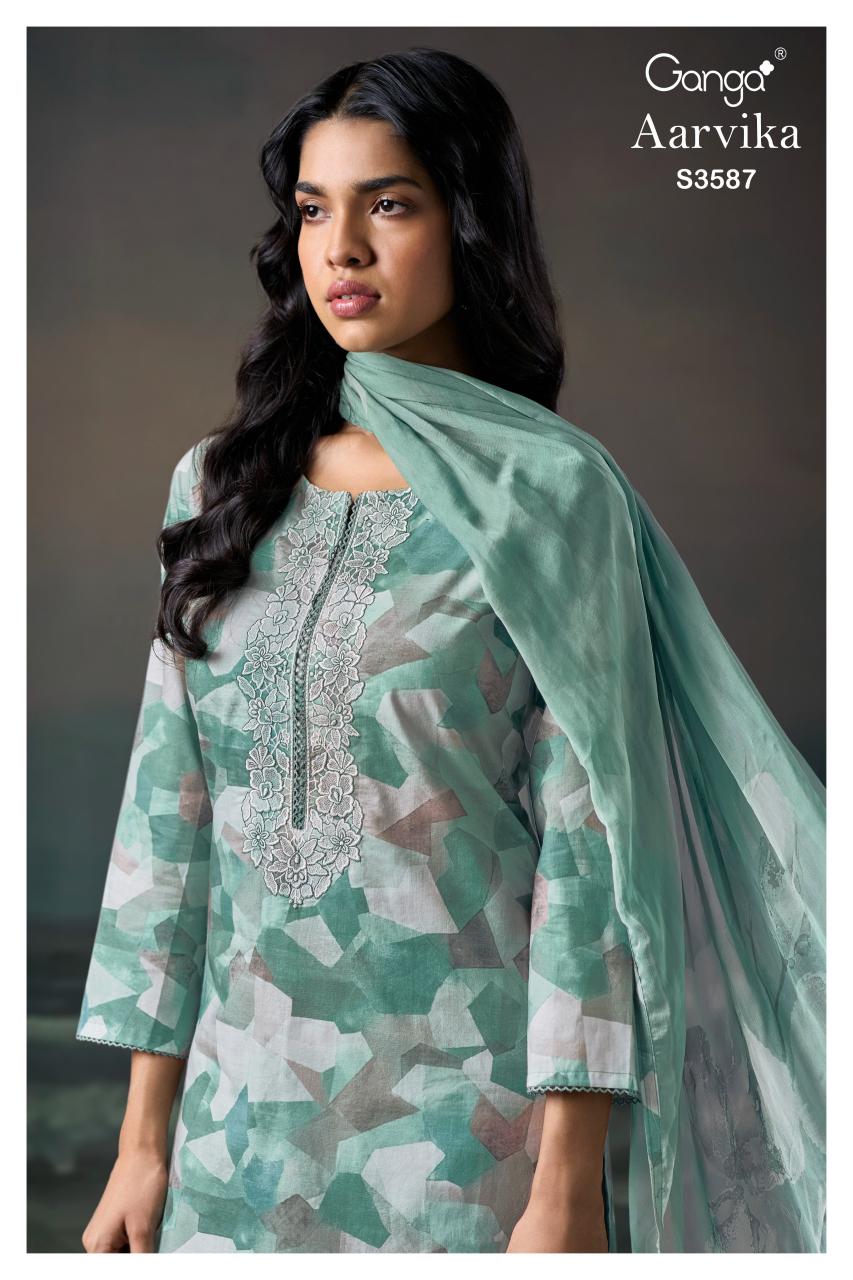 Ganga Aarvika 3587 catalog wholesale unstitched salwar kameez suppliers
