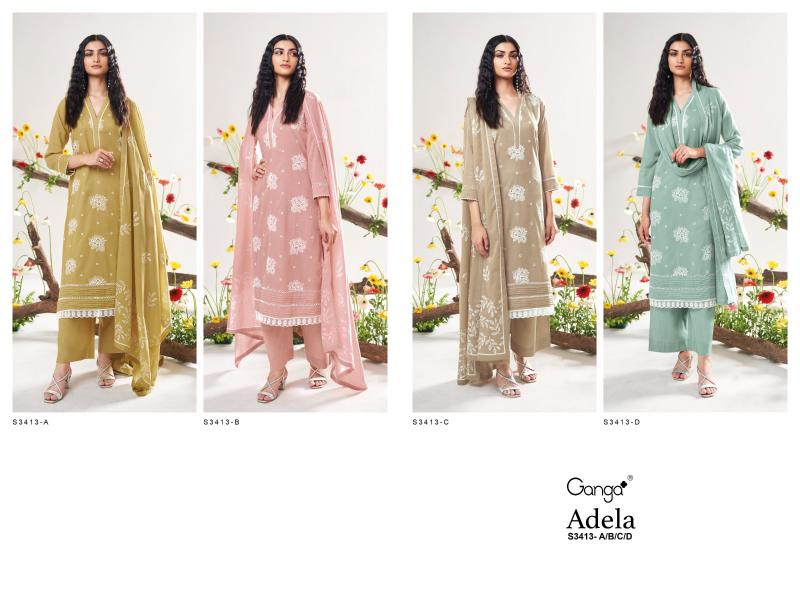 Ganga Adela 3413 catalog delhi salwar kameez wholesale