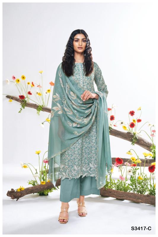 Ganga Bhavleen 3417 catalog unstitched heavy salwar kameez in jaipur wholesale with price
