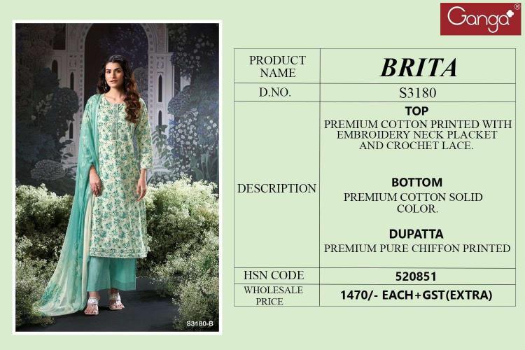 Ganga Brita 3180 catalog wholesale salwar kameez mart