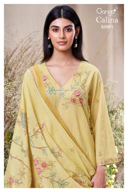 Ganga Calina 3551 catalog wholesale unstitched salwar kameez material