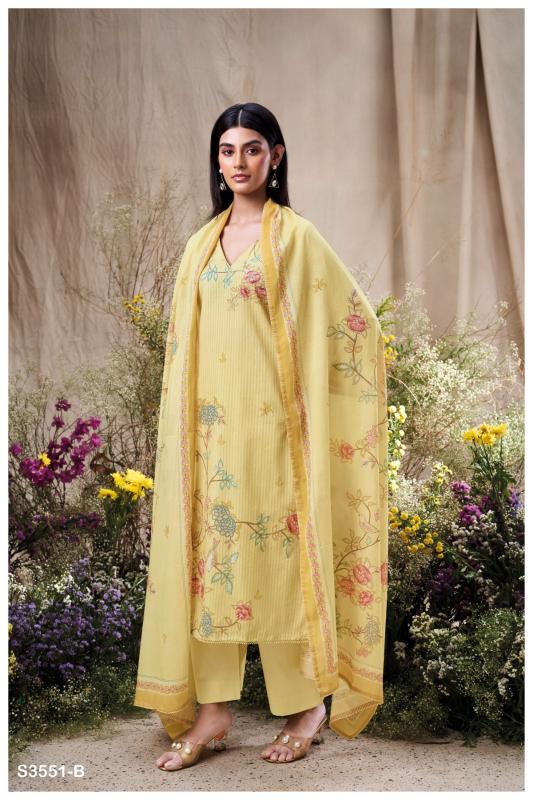 Ganga Calina 3551 catalog wholesale unstitched salwar kameez material