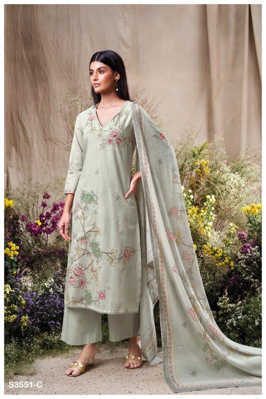 Ganga Calina 3551 catalog wholesale unstitched salwar kameez material
