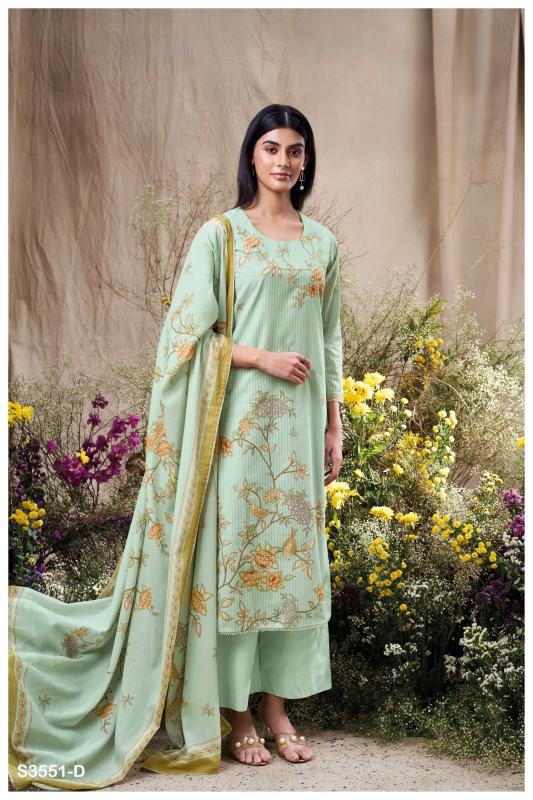 Ganga Calina 3551 catalog wholesale unstitched salwar kameez material