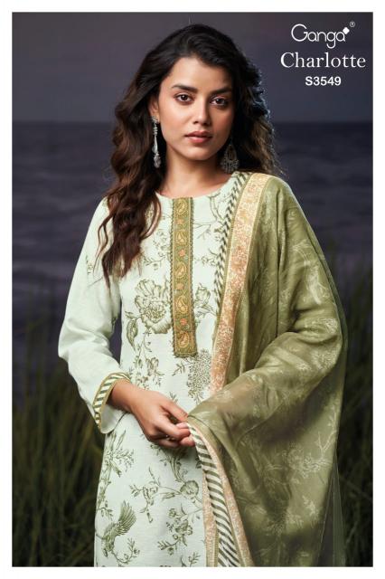 Ganga Charlotte 3549 catalog unstitched salwar kameez wholesale pakistan