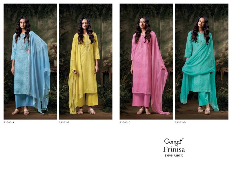 Ganga Frinisa 3583 catalog surat dress materials wholesalers in chennai