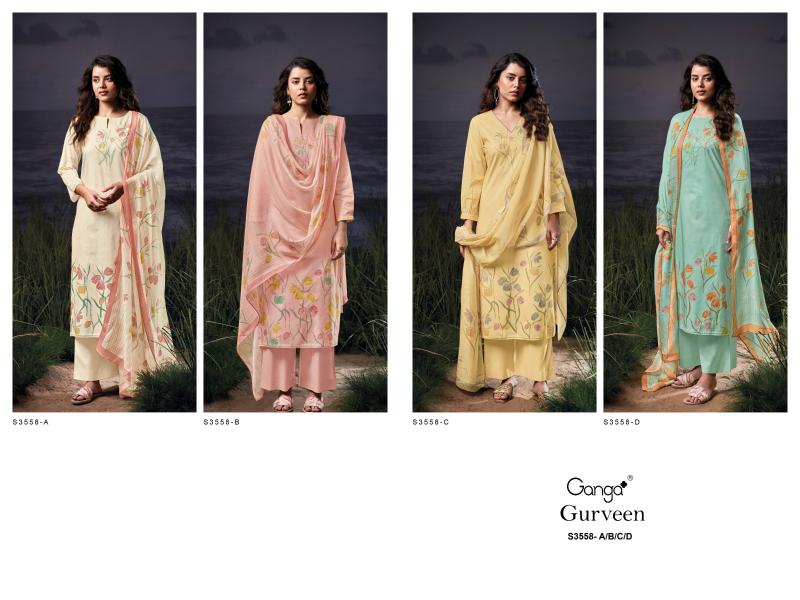 Ganga Gurveen 3558 catalog unstitched salwar kameez wholesalers in mumbai
