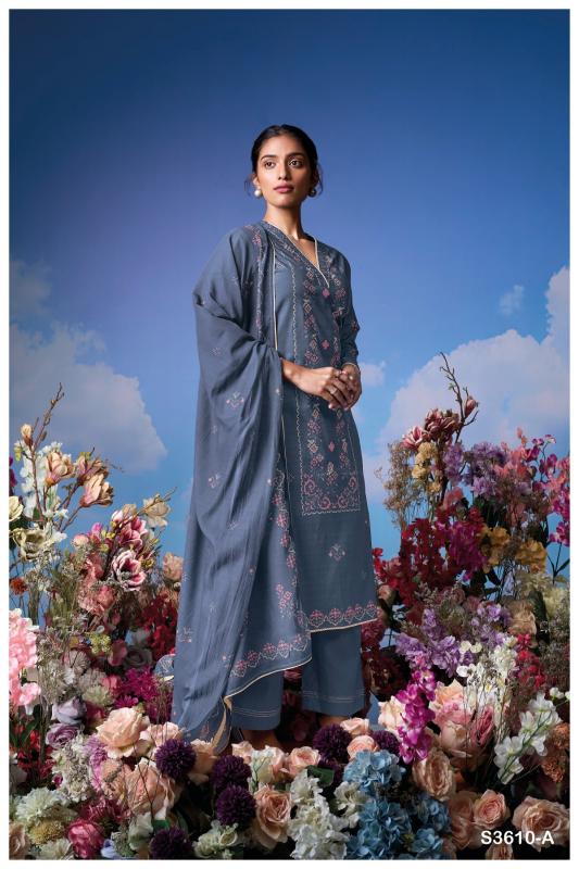Ganga Lily 3610 catalog aari work salwar kameez wholesale