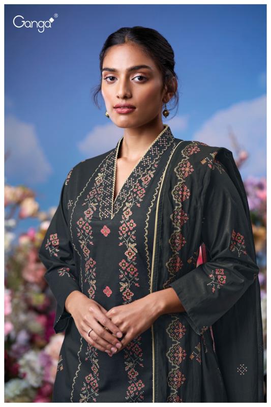 Ganga Lily 3610 catalog aari work salwar kameez wholesale