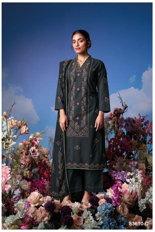 Ganga Lily 3610 catalog aari work salwar kameez wholesale