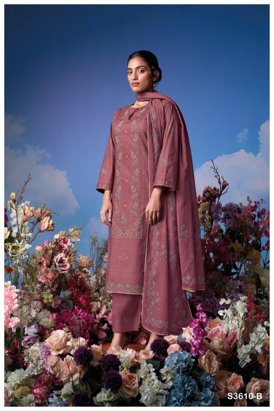 Ganga Lily 3610 catalog aari work salwar kameez wholesale
